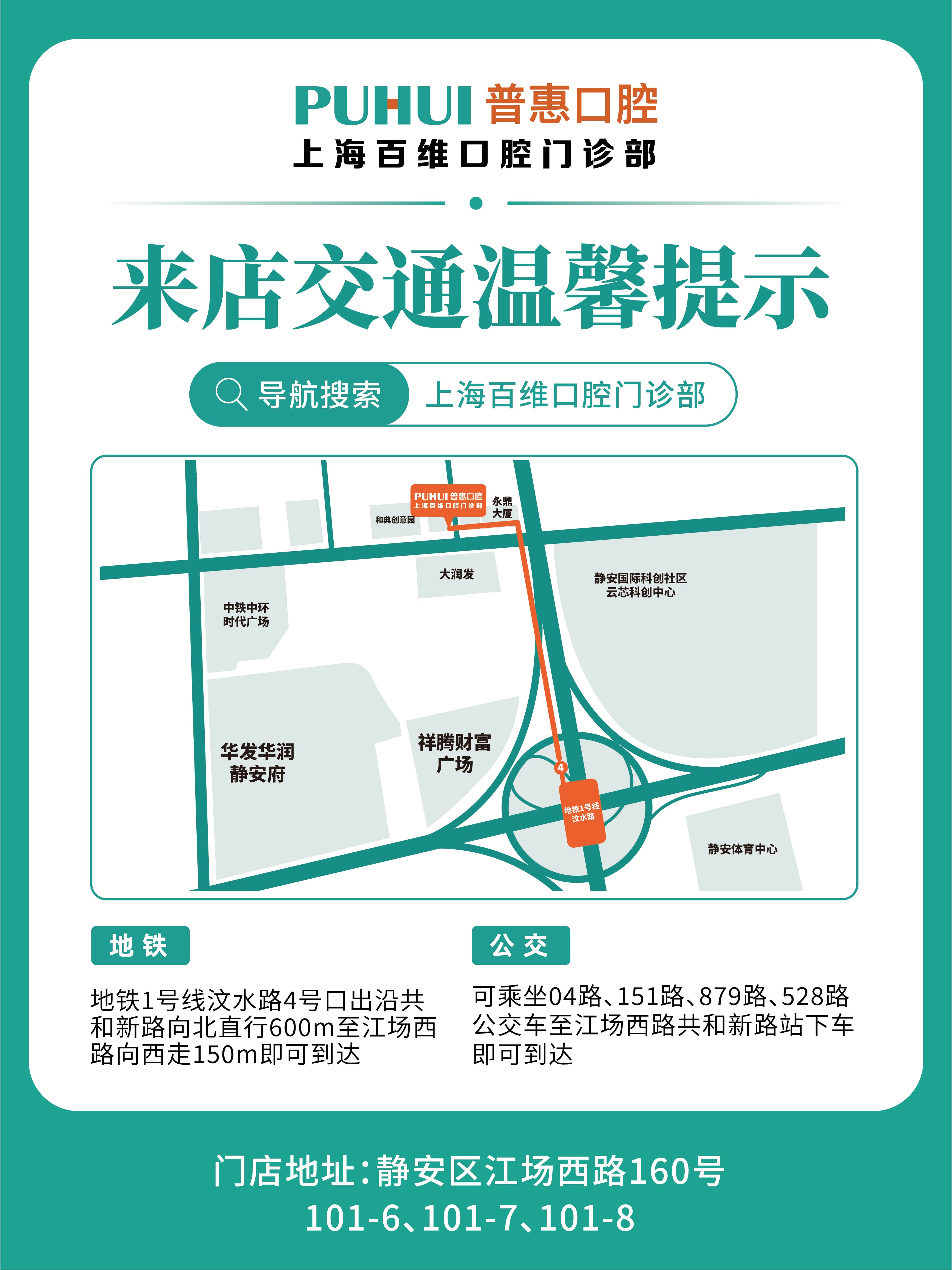 上海百维口腔门诊部到院路线图