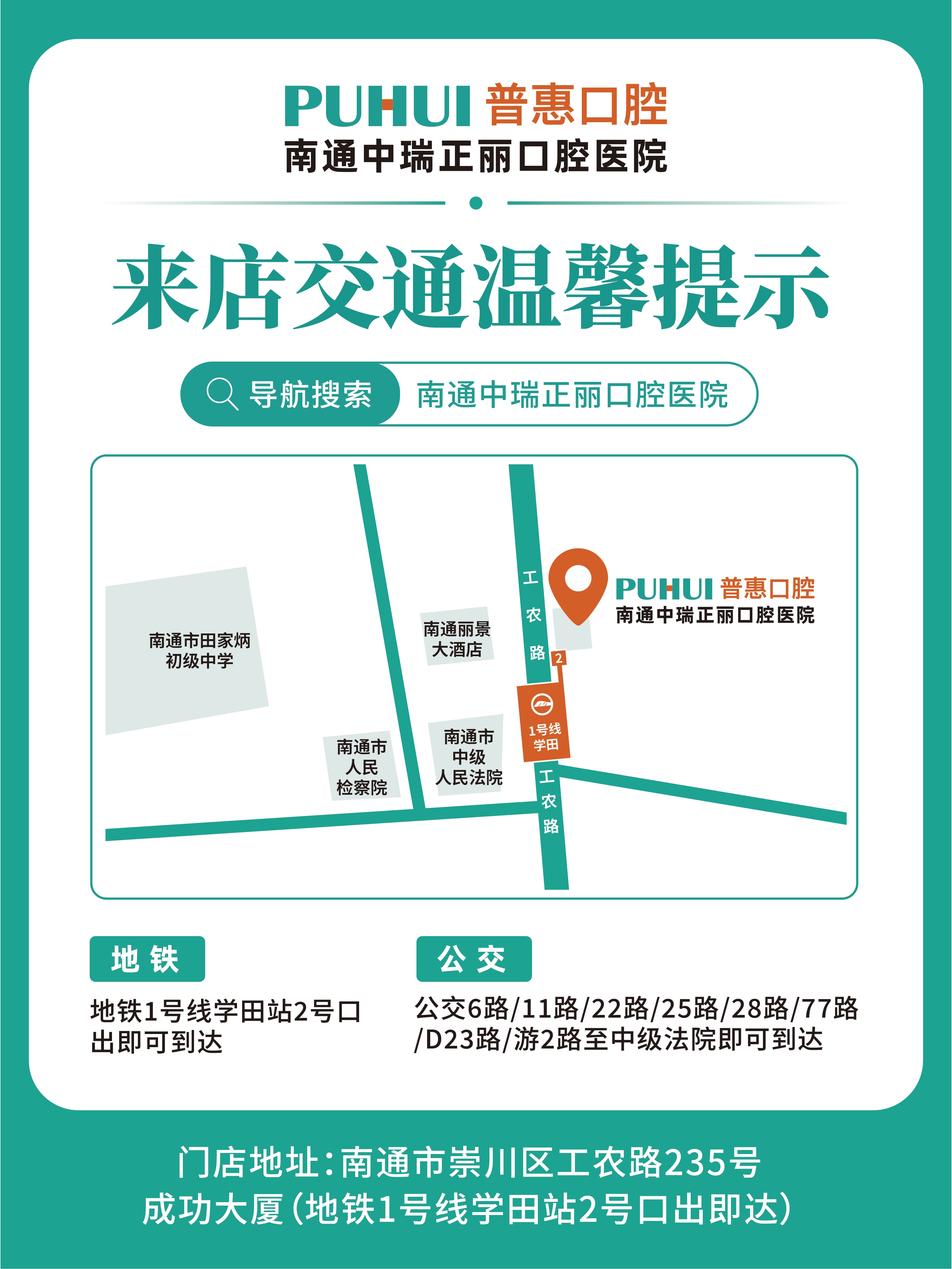 南通中瑞正丽口腔医院到院路线图
