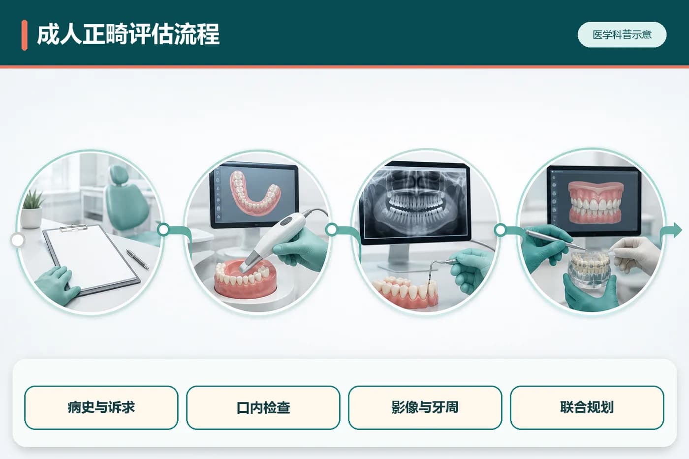 成人正畸从问诊到跨学科评估的常见流程