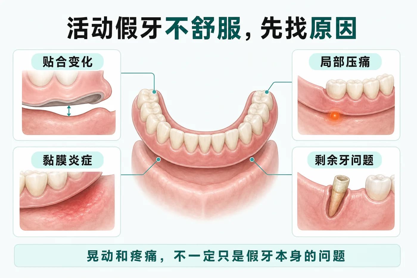 活动假牙不舒服的常见来源