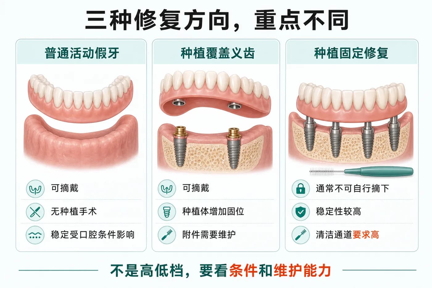 三种修复方向比较