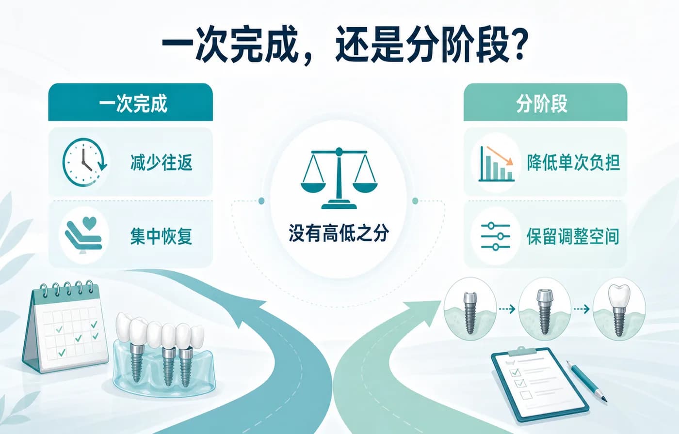 一次完成与分阶段是两种节奏,不是好坏等级